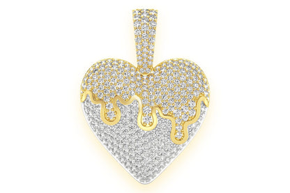DRIPPING HEART DIAMOND PENDANT 14K SOLID GOLD 1.25CTW