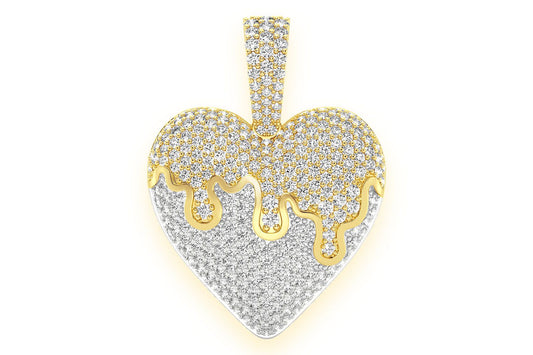 DRIPPING HEART DIAMOND PENDANT 14K SOLID GOLD 1.25CTW