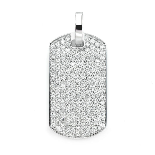 DIAMOND PAVE DOG TAG PENDANT 14K SOLID GOLD 3.75CTW