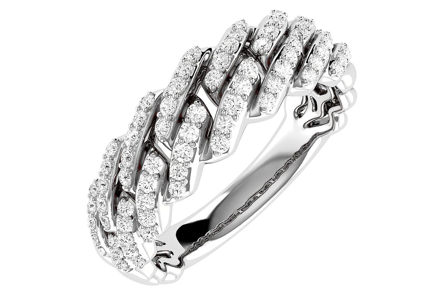 GRADUATED RAISED CUBAN LINK DIAMOND RING 0.50CTW 14K SOLID GOLD