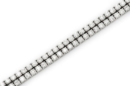 4PT TWO ROW PRONG SET DIAMOND TENNIS BRACELET 14K SOLID GOLD 6.10CTW