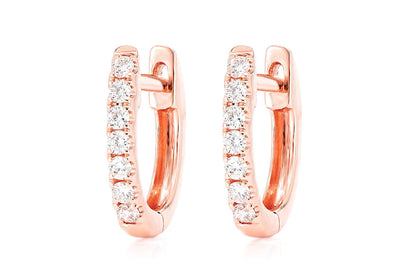 CERCEI OVALI CU UN RÂND, AUR MASIV DE 14K, 0.15CT