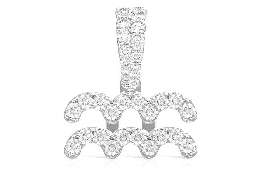 AQUARIUS ZODIAC DIAMOND PENDANT 14K SOLID GOLD 0.65CTW