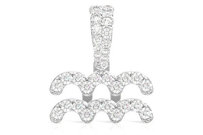 AQUARIUS ZODIAC DIAMOND PENDANT 14K SOLID GOLD 0.65CTW