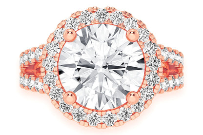 3.00CT ROUND SOLITAIRE - TWO ROW SPLIT - DIAMOND ENGAGEMENT RING