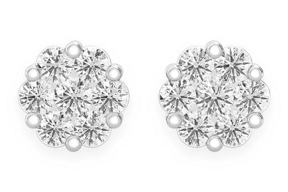 CERCEI CU DIAMANT ȘTIGAT CU FLOARE DE 0.75 CT AUR MASIV DE 14K