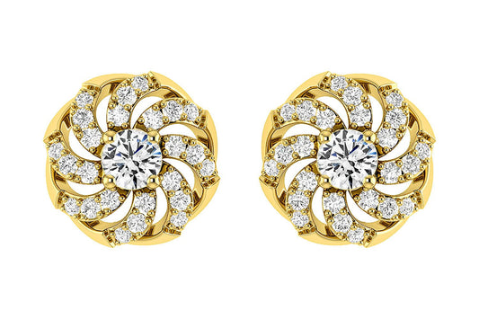 SPIRAL DOME DIAMOND STUD EARRINGS 14K SOLID GOLD 0.25CTW