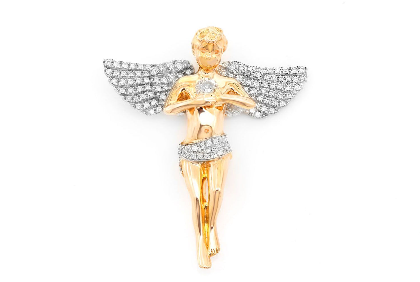 ANGEL DIAMOND PENDANT 14K SOLID GOLD .50CTW