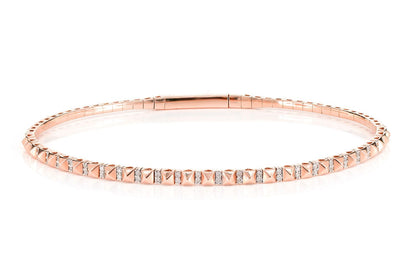POINTED SQUARE DIAMOND FLEX BANGLE BRACELET 14K SOLID GOLD 0.19CTW