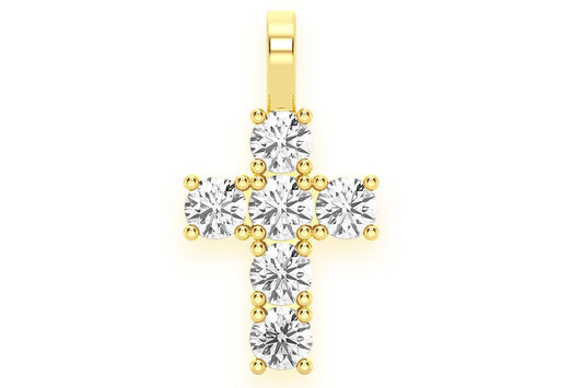 EXTRA LARGE ROCKS CROSS DIAMOND PENDANT 14K SOLID GOLD 1.50CTW