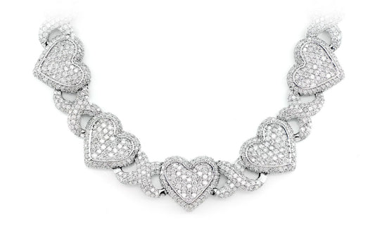 HEART INFINITY LINK DIAMOND NECKLACE 14K SOLID GOLD 28.45CTW