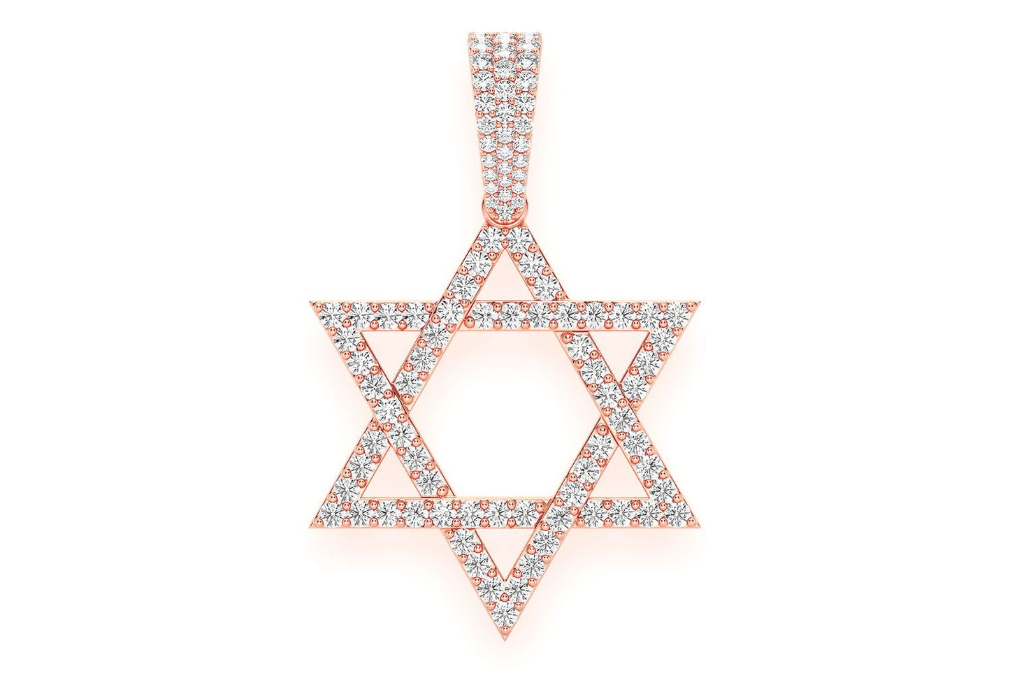 PANDANT CU DIAMANT STEA LUI DAVID, AUR MASIV DE 14K, 1.90CTW