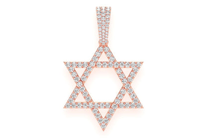 PANDANT CU DIAMANT STEA LUI DAVID, AUR MASIV DE 14K, 1.90CTW