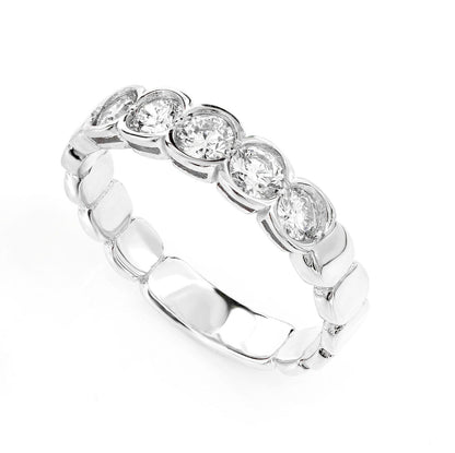 FIVE STONE BEZEL SET DIAMOND BAND RING 14K SOLID GOLD 0.66CTW