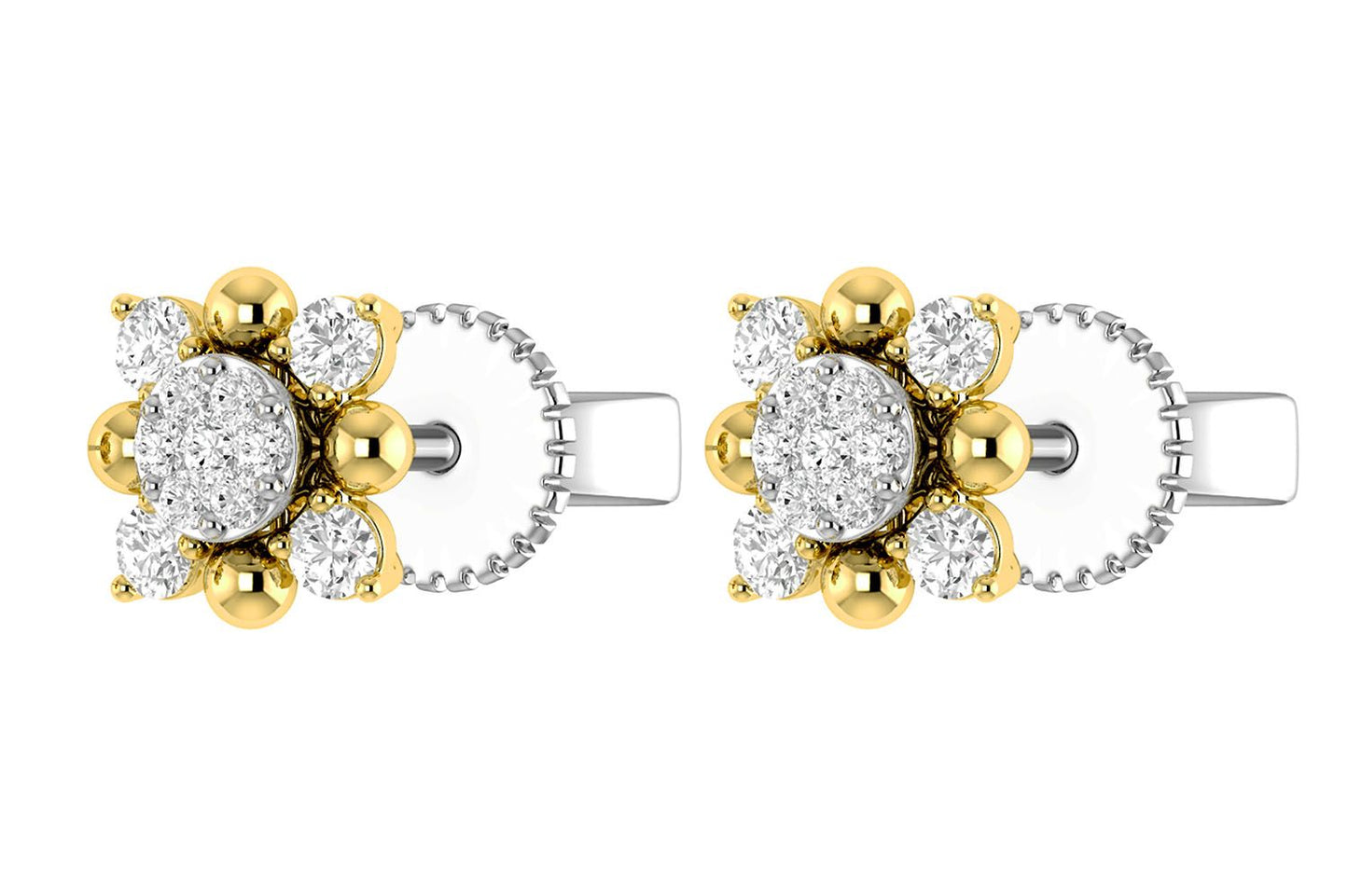 CERCEI CU DIAMANTE STARBURST, AUR MASIV DE 14K, 0.20CT
