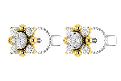 CERCEI CU DIAMANTE STARBURST, AUR MASIV DE 14K, 0.20CT