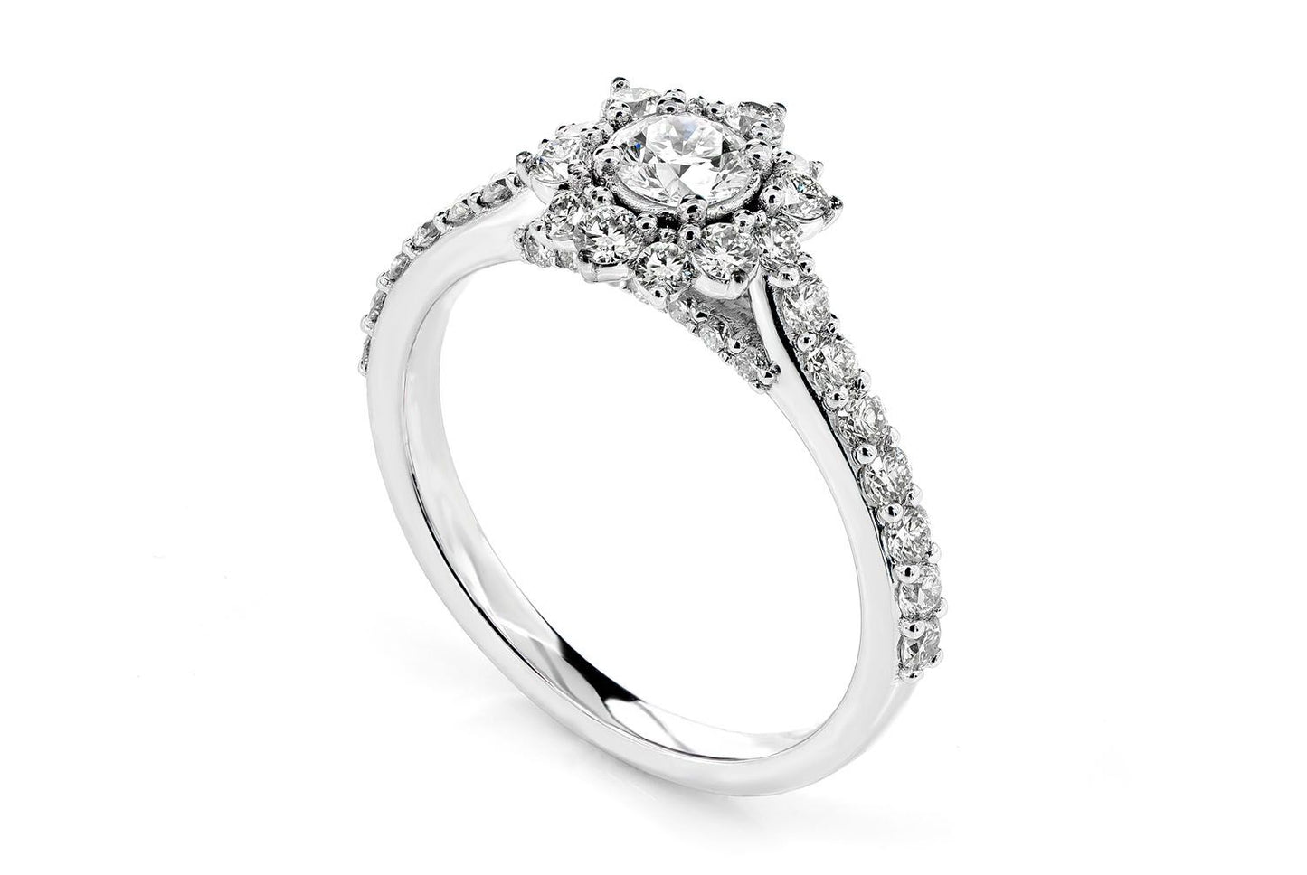 TWO LAYER CLUSTER HALO DIAMOND ENGAGEMENT RING - 1.00CTW