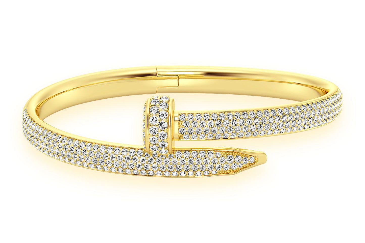 SMALL NAIL DIAMOND BANGLE 14K SOLID GOLD 2.75CTW