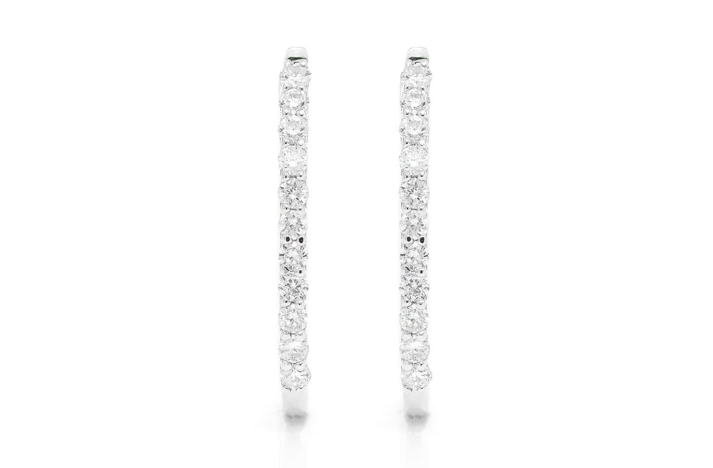 OVAL HALF HOOP DIAMOND EARRINGS 14K SOLID GOLD 0.25CTW
