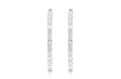 OVAL HALF HOOP DIAMOND EARRINGS 14K SOLID GOLD 0.25CTW