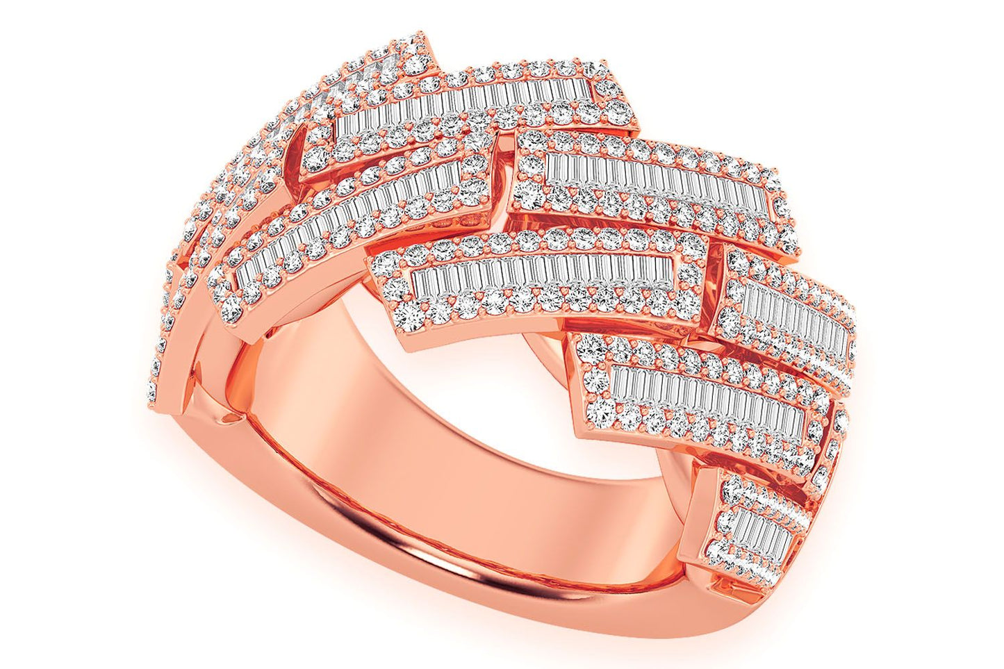 RAISED BAGUETTE MIAMI CUBAN RING 14K SOLID GOLD 2.30CTW