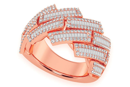 RAISED BAGUETTE MIAMI CUBAN RING 14K SOLID GOLD 2.30CTW