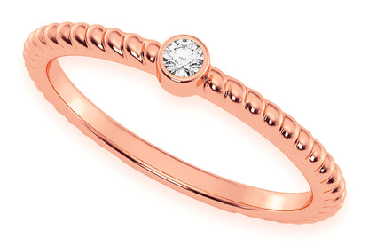 INEL ROTUND CU BEZEL ȘNUR ȘI DIAMANT, AUR MASIV DE 14K, 0.05CT