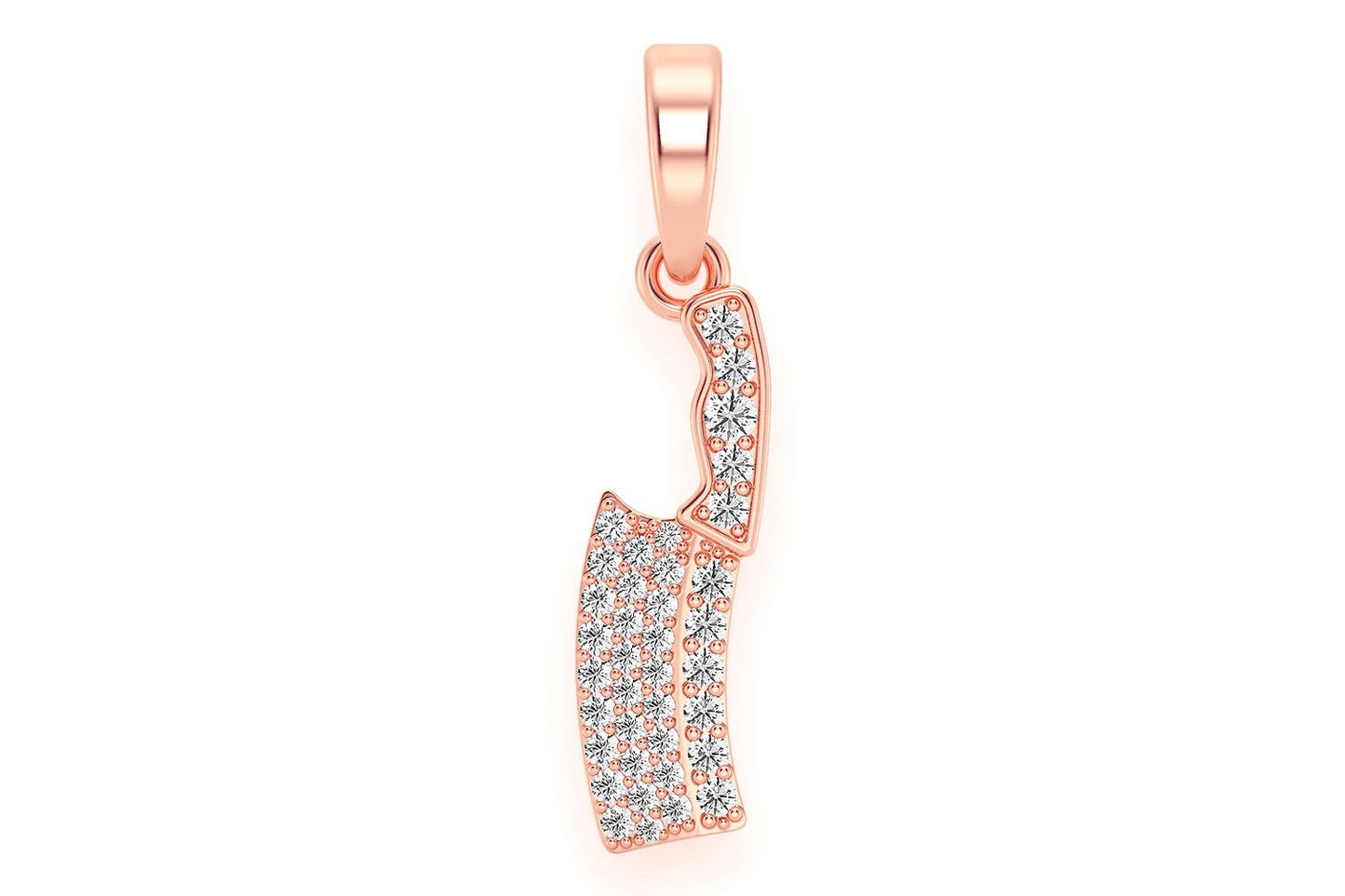 BUTCHER'S KNIFE DIAMOND PENDANT 14K SOLID GOLD 0.35CTW