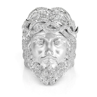 JESUS SIGNET CROWN OF THORNS DIAMOND RING SOLID GOLD 3.25CTW