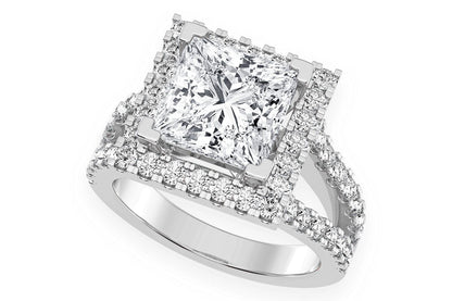 3.00CT PRINCESS SOLITAIRE - TWO ROW SPLIT - DIAMOND ENGAGEMENT RING