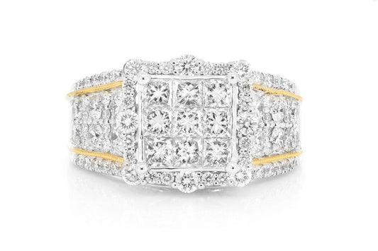 2.50CTW INVISIBLE PRINCESS CUT - DIAMOND ENGAGEMENT RING