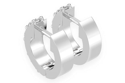 DIAMOND HUGGIE HOOPS SOLID GOLD 14K .50CTW