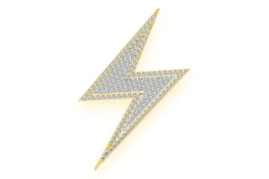 LIGHTNING BOLT DOUBLE LAYER PENDANT 14K SOLID GOLD 0.65CTW