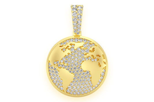 GLOBE DIAMOND PENDANT 14K SOLID GOLD 0.75CTW
