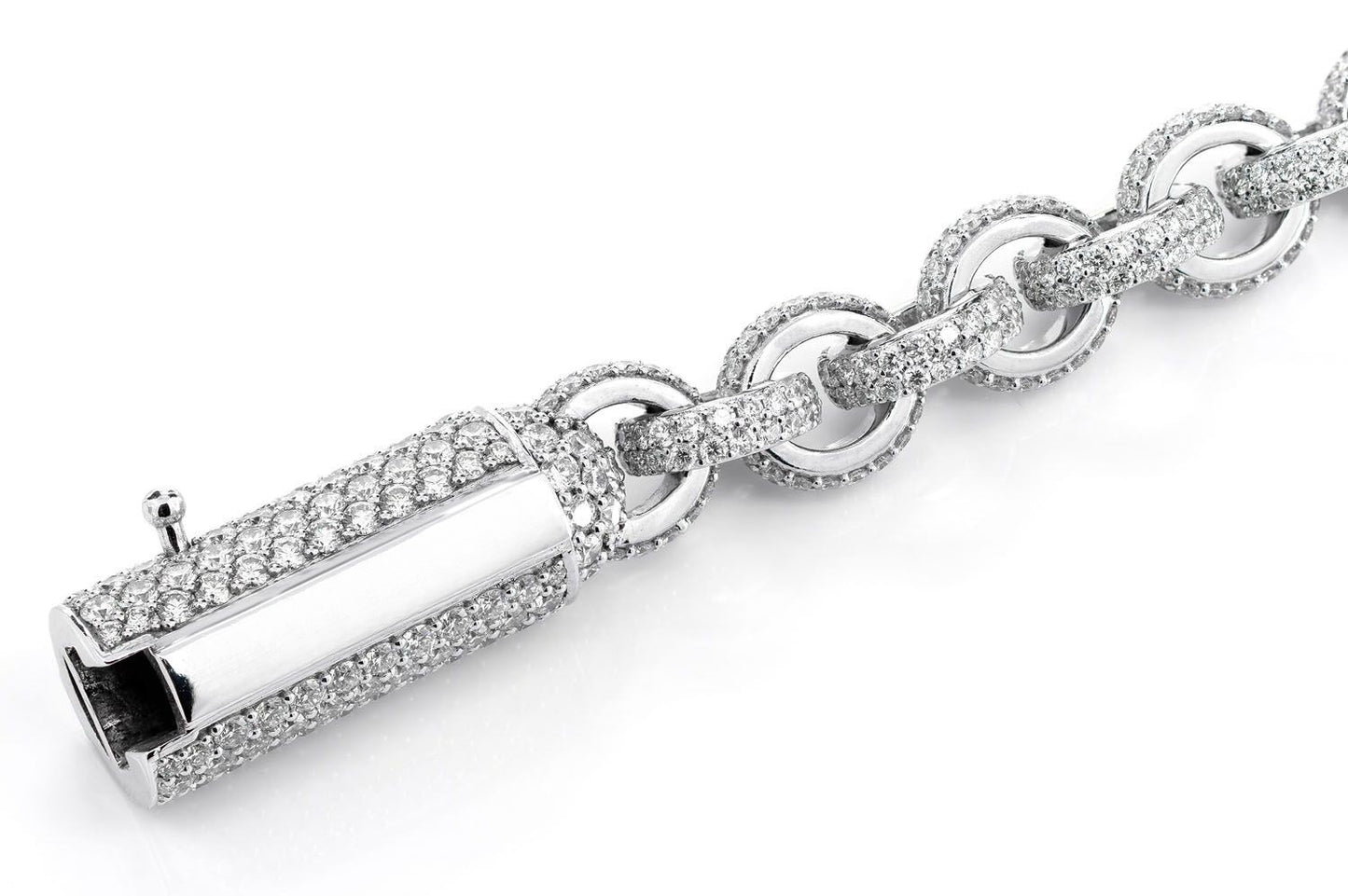 ROLO DIAMOND PAVE LINK BRACELET 14K SOLID GOLD 18.25CTW