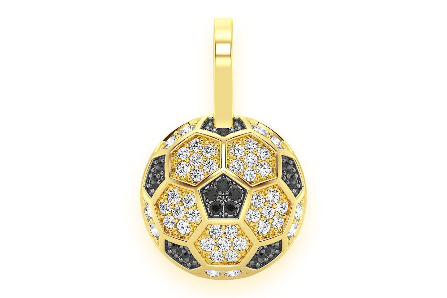 SOCCER BALL FUTBOL DIAMOND PENDANT 14K SOLID GOLD .25CTW