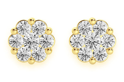 CERCEI CU DIAMANTE ȘI FLOARE DE 4.00 CT, AUR MASIV DE 14K