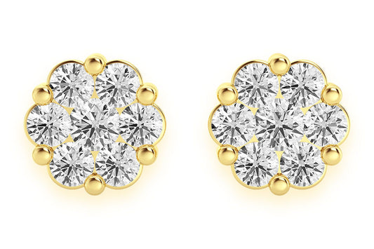 4.00CTW FLOWER STUD DIAMOND EARRINGS 14K SOLID GOLD