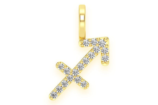 SAGITTARIUS ZODIAC DIAMOND PENDANT 14K SOLID GOLD 0.10CTW