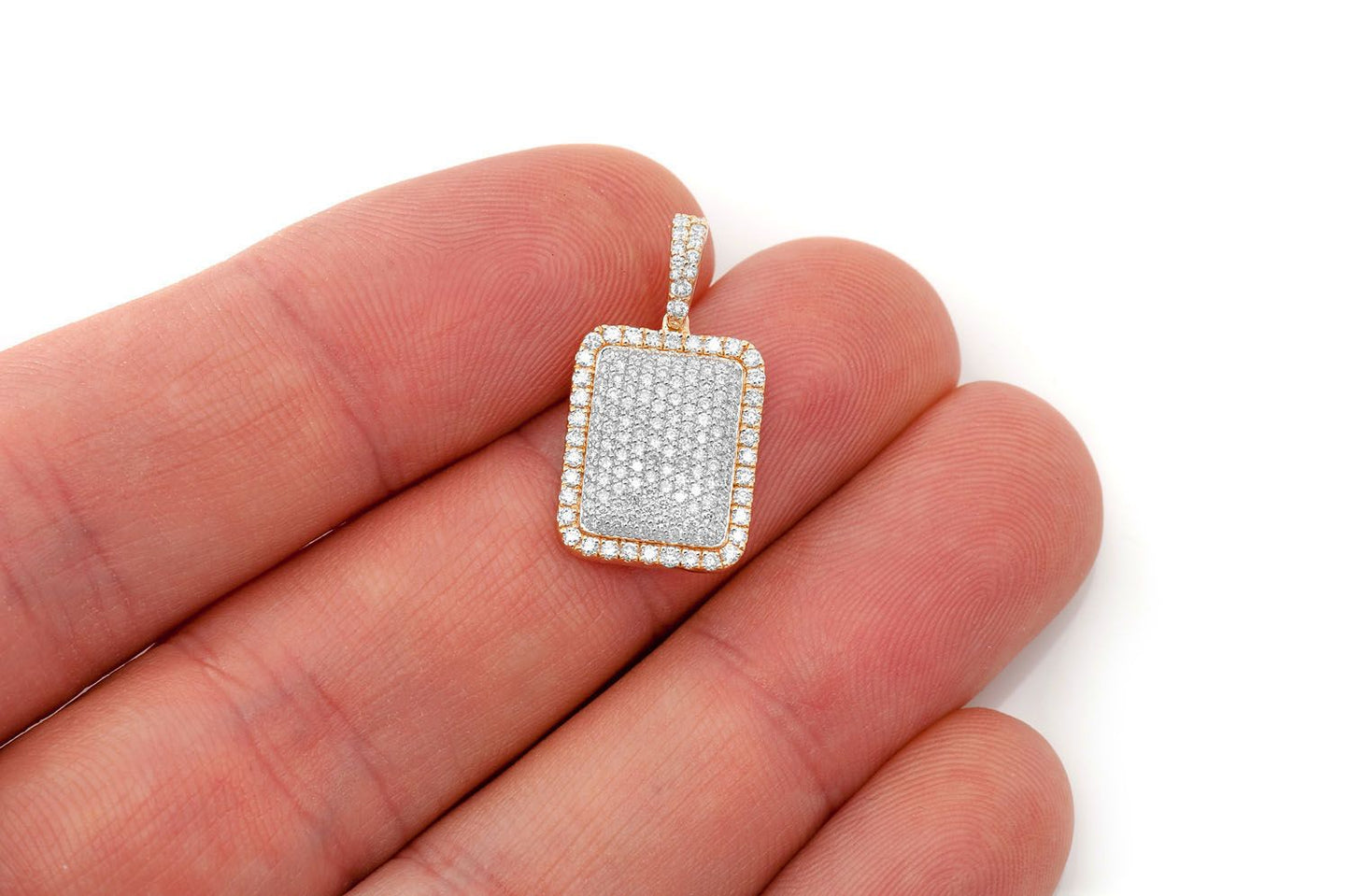 PILLOW DOUBLE LAYER DIAMOND PENDANT 14K SOLID GOLD .65CTW