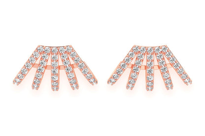 FIVE ROW CUFF DIAMOND EARRINGS 14K SOLID GOLD 1.00CTW