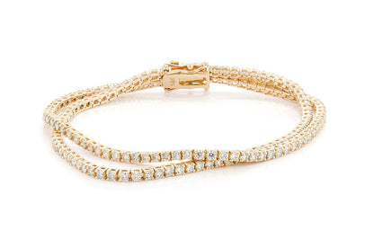 3PT TWO ROW PRONG SET DIAMOND TENNIS BRACELET 14K SOLID GOLD 4.75CTW
