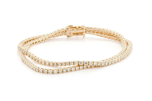 3PT TWO ROW PRONG SET DIAMOND TENNIS BRACELET 14K SOLID GOLD 4.75CTW