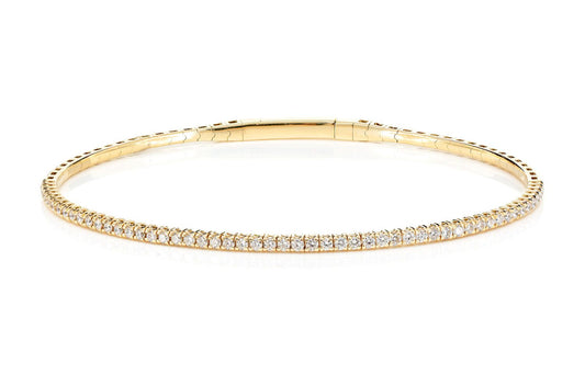 PRONG SET DIAMOND FLEX TENNIS BANGLE BRACELET 14K SOLID GOLD 0.70CTW