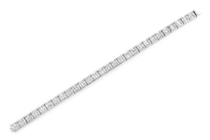 BAGUETTE & ROUND LINK DIAMOND BRACELET 14K SOLID GOLD 9.25CTW