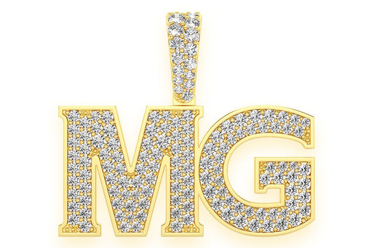 CUSTOM HEAVY SERIF LETTER NAMEPLATE DIAMOND PENDANT 14K SOLID GOLD