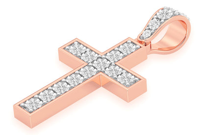 MIRACLE SET CROSS DIAMOND PENDANT 14K SOLID GOLD 0.25CTW