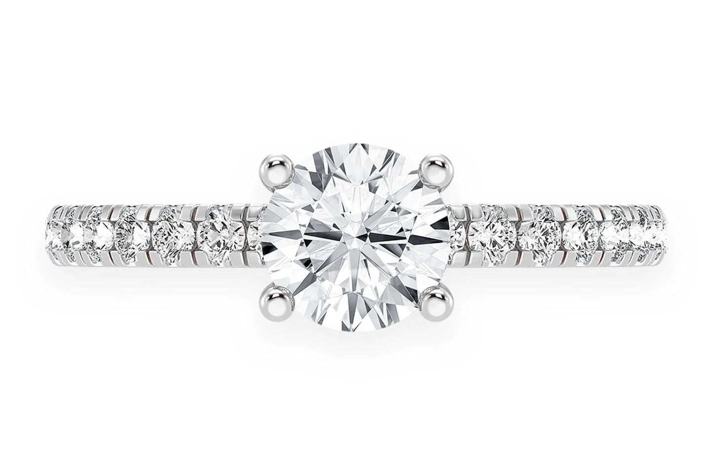 THINN - 0.75CT ROUND SOLITAIRE - ONE ROW UNDER HALO - DIAMOND ENGAGEMENT RING