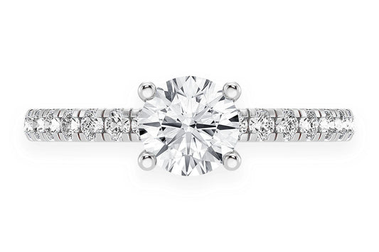 THINN - 0.75CT ROUND SOLITAIRE - ONE ROW UNDER HALO - DIAMOND ENGAGEMENT RING