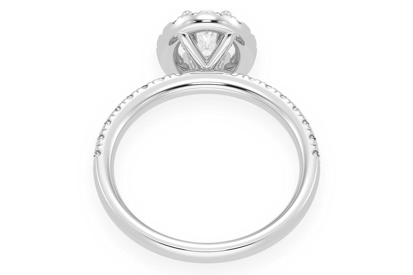 THAV - 0.75CT OVAL SOLITAIRE - SCALLOP HALO ONE ROW - DIAMOND ENGAGEMENT RING